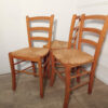 Lot de 3 chaises en bois et paille