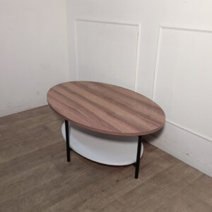Table basse ovale bois/blanc
