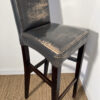 Tabouret de bar en cuir gris et bois – Image 7