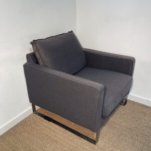 Fauteuil carré en tissu gris