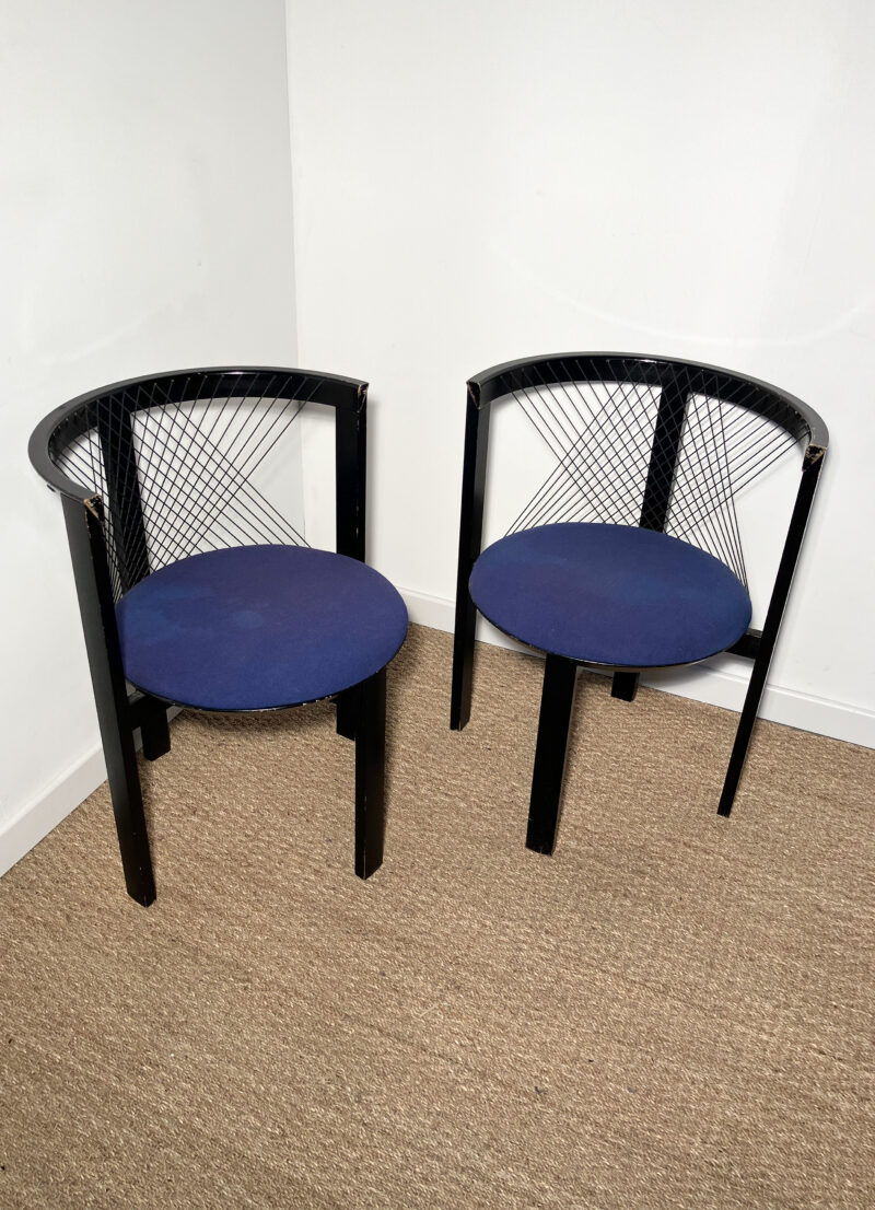 Lot de 2 chaises noires bois et corde – Image 3