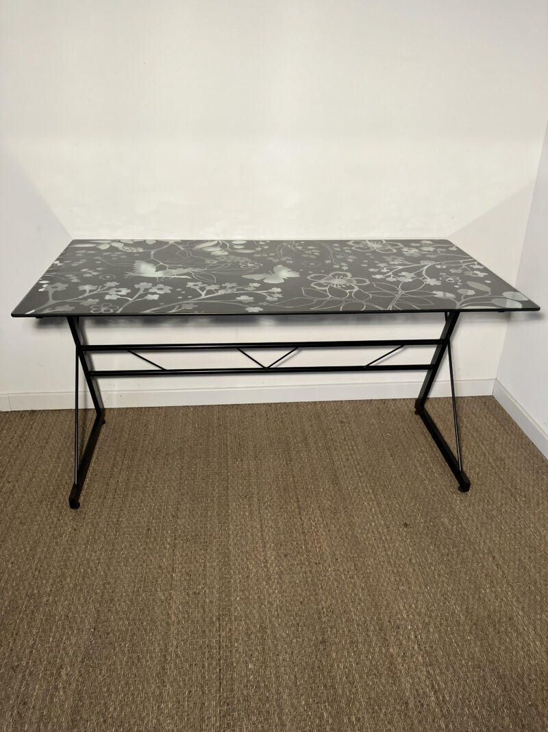 Bureau en verre noir avec motifs – Image 2