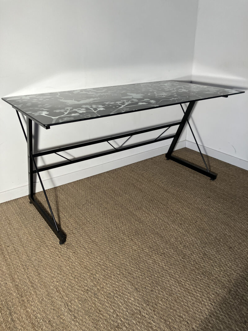 Bureau en verre noir avec motifs – Image 4
