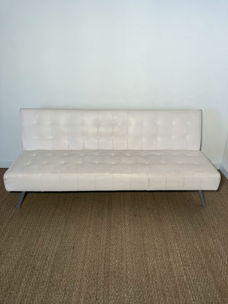 Banquette en cuir blanc dépliable – Image 2