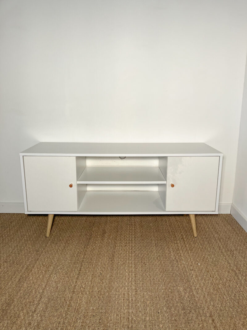 Meuble bas blanc scandinave avec portes – Image 2