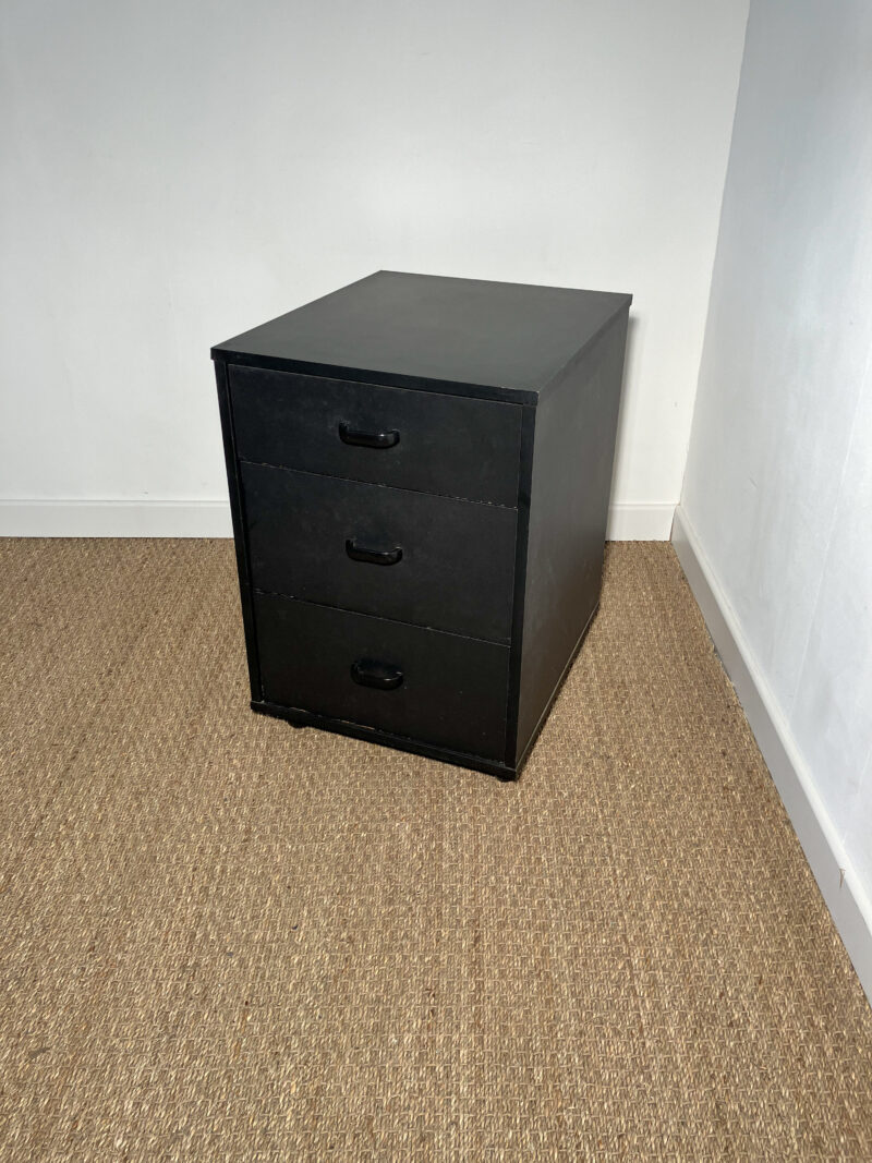 Caisson de bureau/chevet noir sur roulettes – Image 2