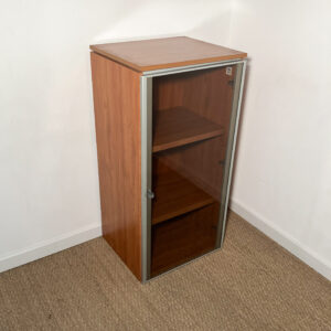 Meuble rangement bois marron, porte vitrée