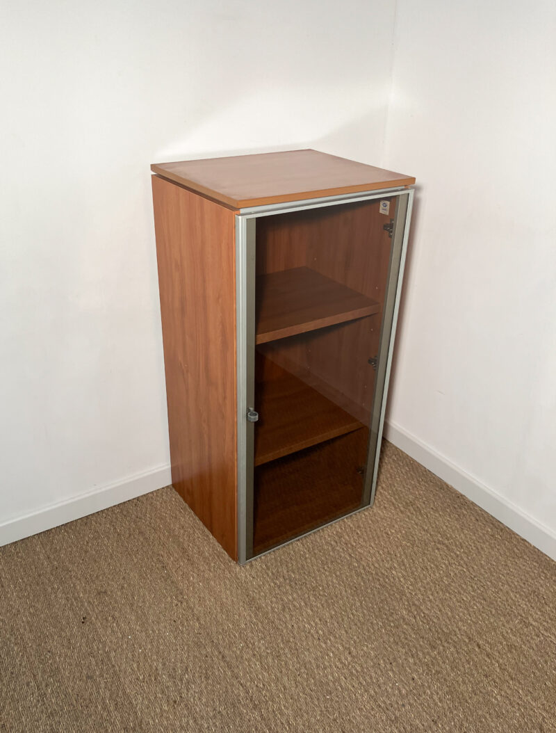 Meuble rangement bois marron, porte vitrée