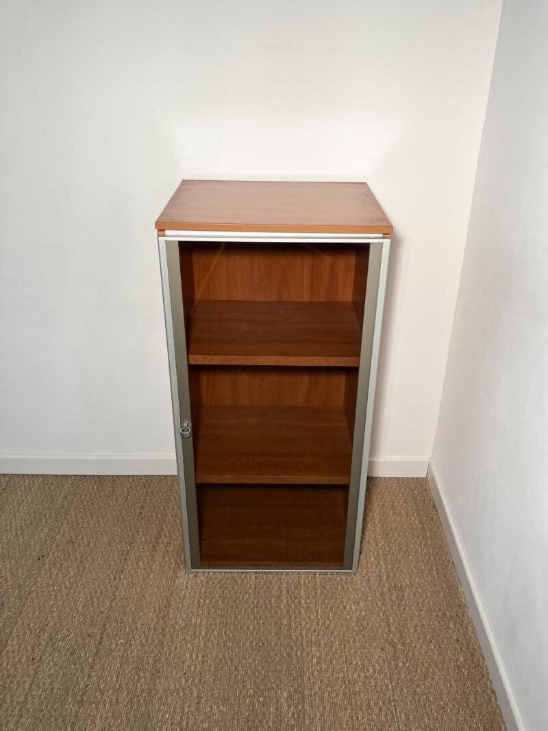 Meuble rangement bois marron, porte vitrée – Image 2