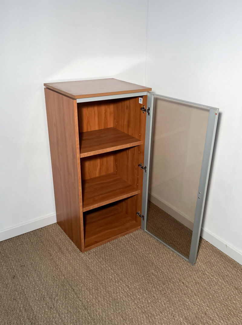 Meuble rangement bois marron, porte vitrée – Image 3