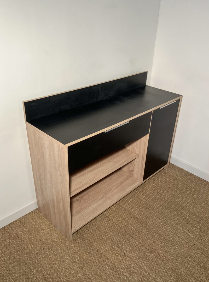 Meuble de rangement de cuisine noir et bois