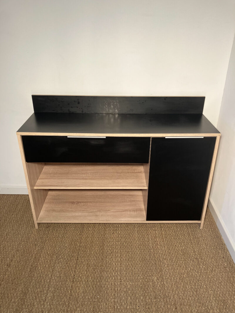 Meuble de rangement de cuisine noir et bois – Image 2