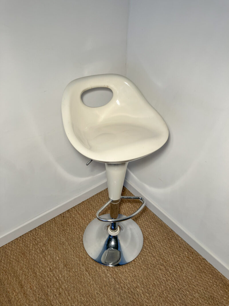 Tabouret de bar réglable blanc et métal