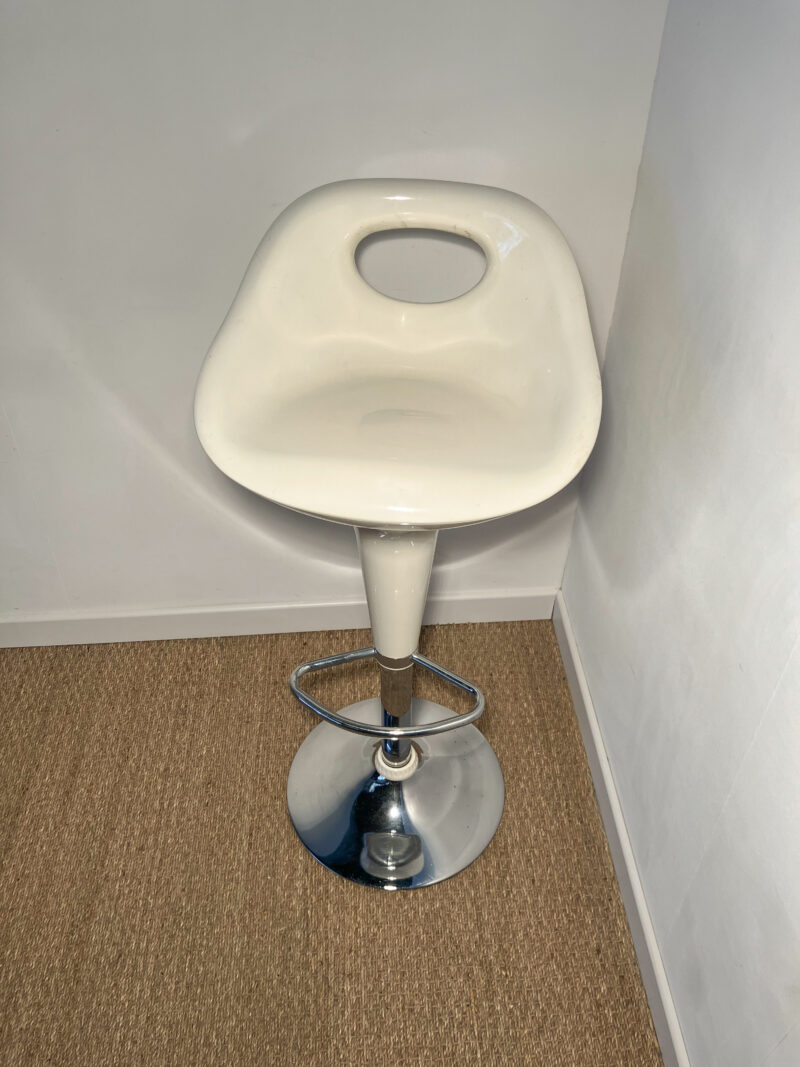 Tabouret de bar réglable blanc et métal – Image 2