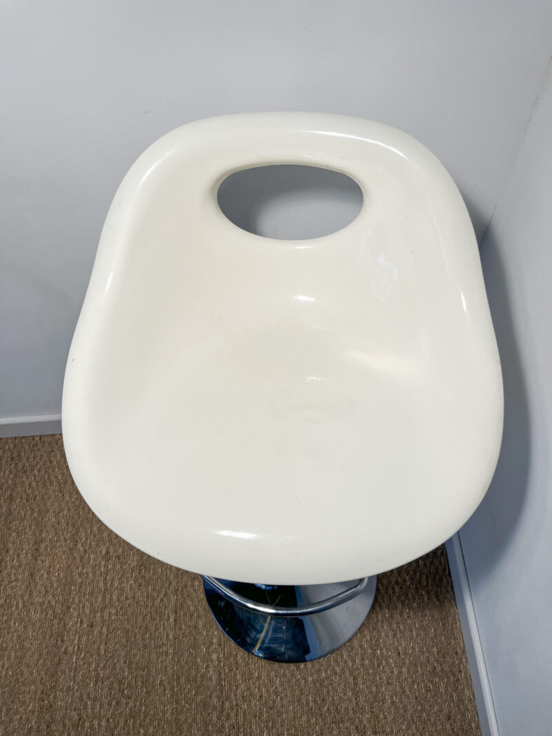 Tabouret de bar réglable blanc et métal – Image 5