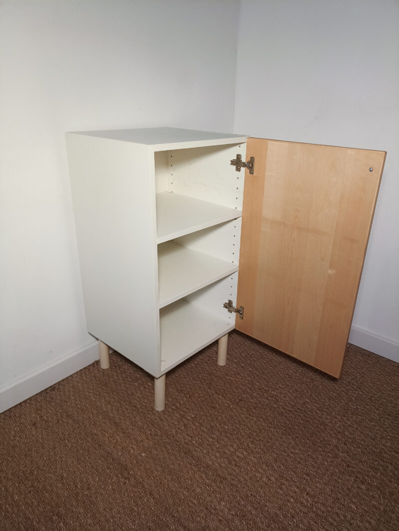 Meuble de rangement blanc et bois – Image 2