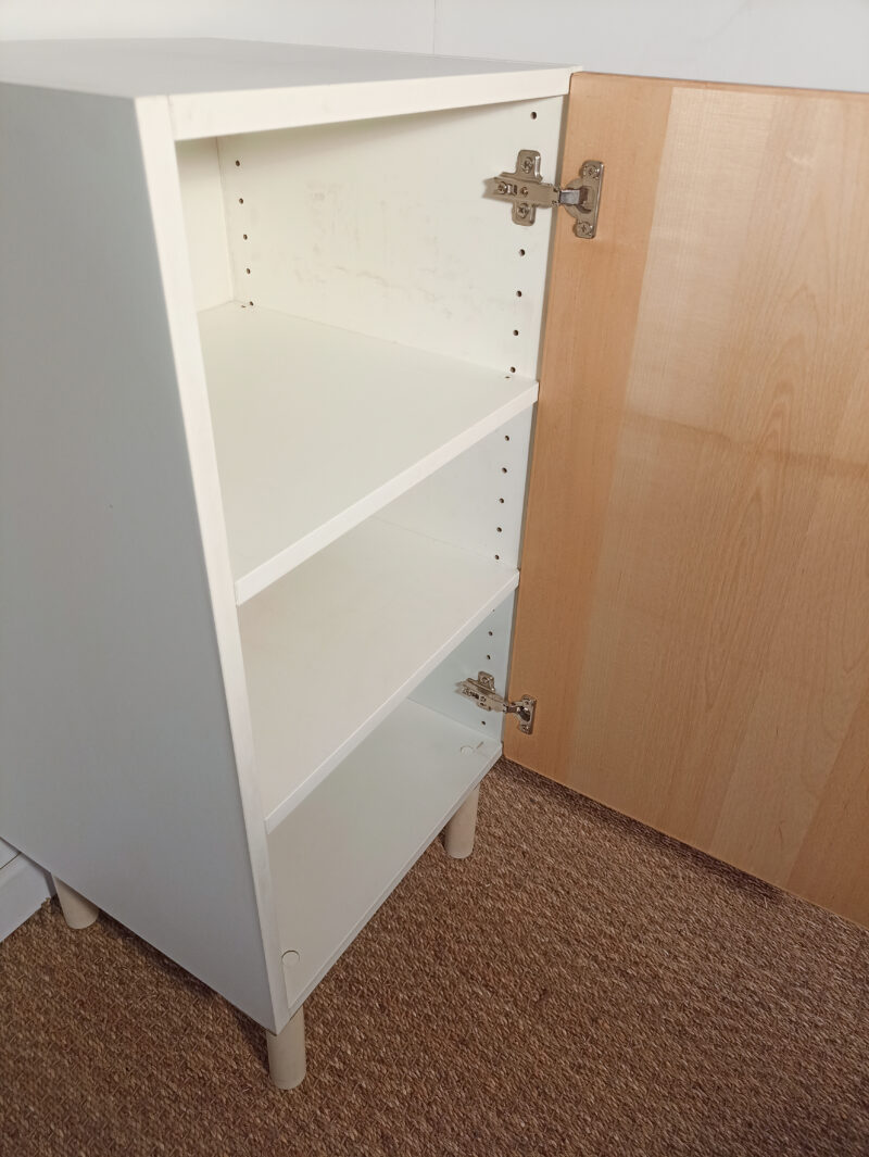 Meuble de rangement blanc et bois – Image 3
