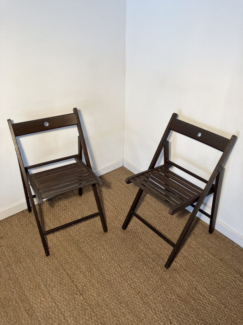 Lot de 2 chaises pliables en bois brun