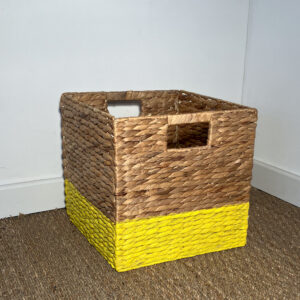 Cube rangement en osier jaune