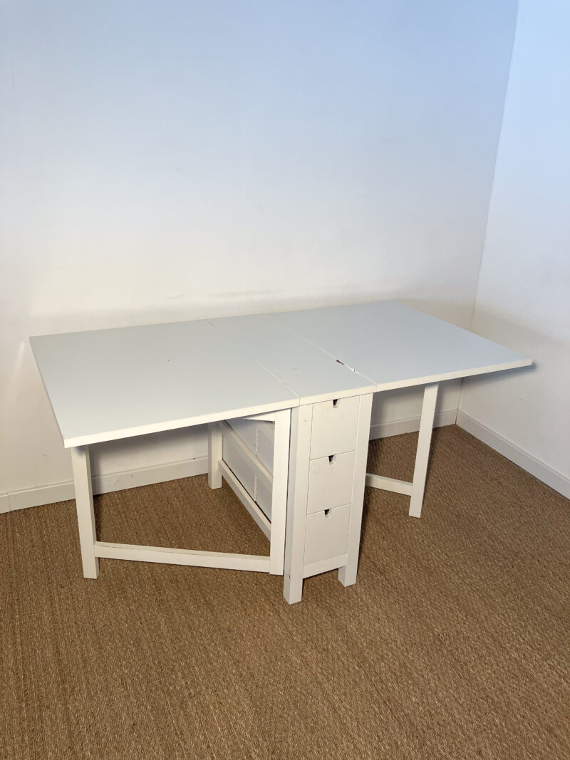 Table blanche à rabats avec tiroirs – Image 2