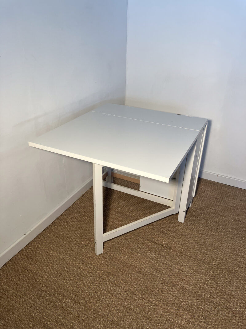 Table blanche à rabats avec tiroirs – Image 3