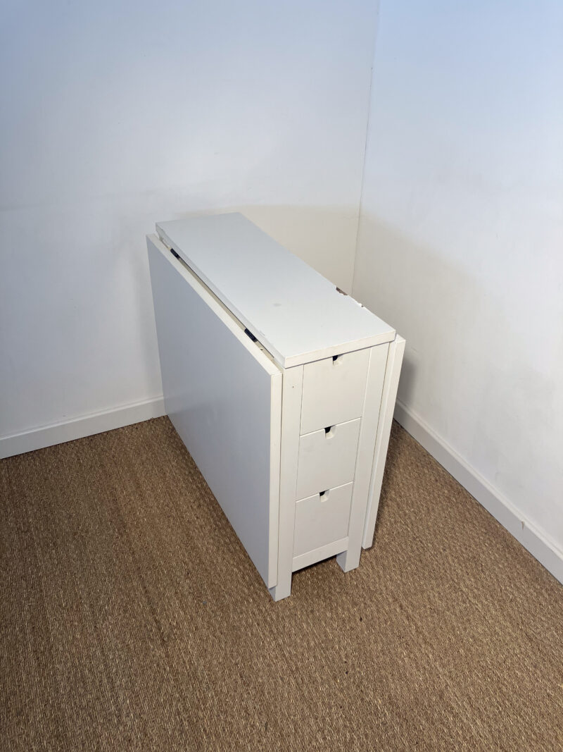 Table blanche à rabats avec tiroirs – Image 5
