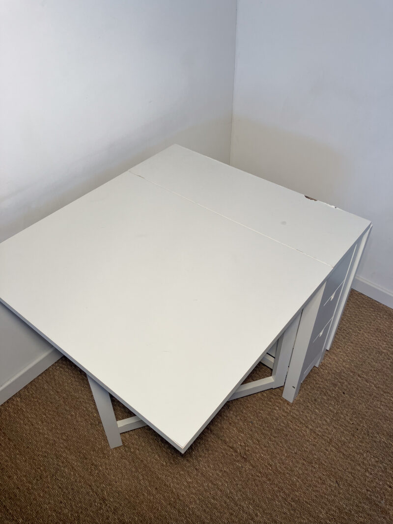 Table blanche à rabats avec tiroirs – Image 6