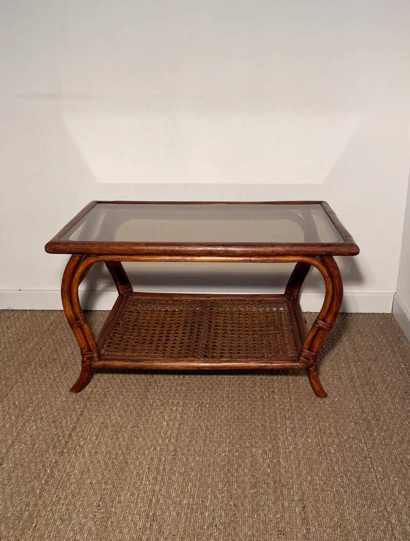 Table basse rotin plateau verre – Image 2