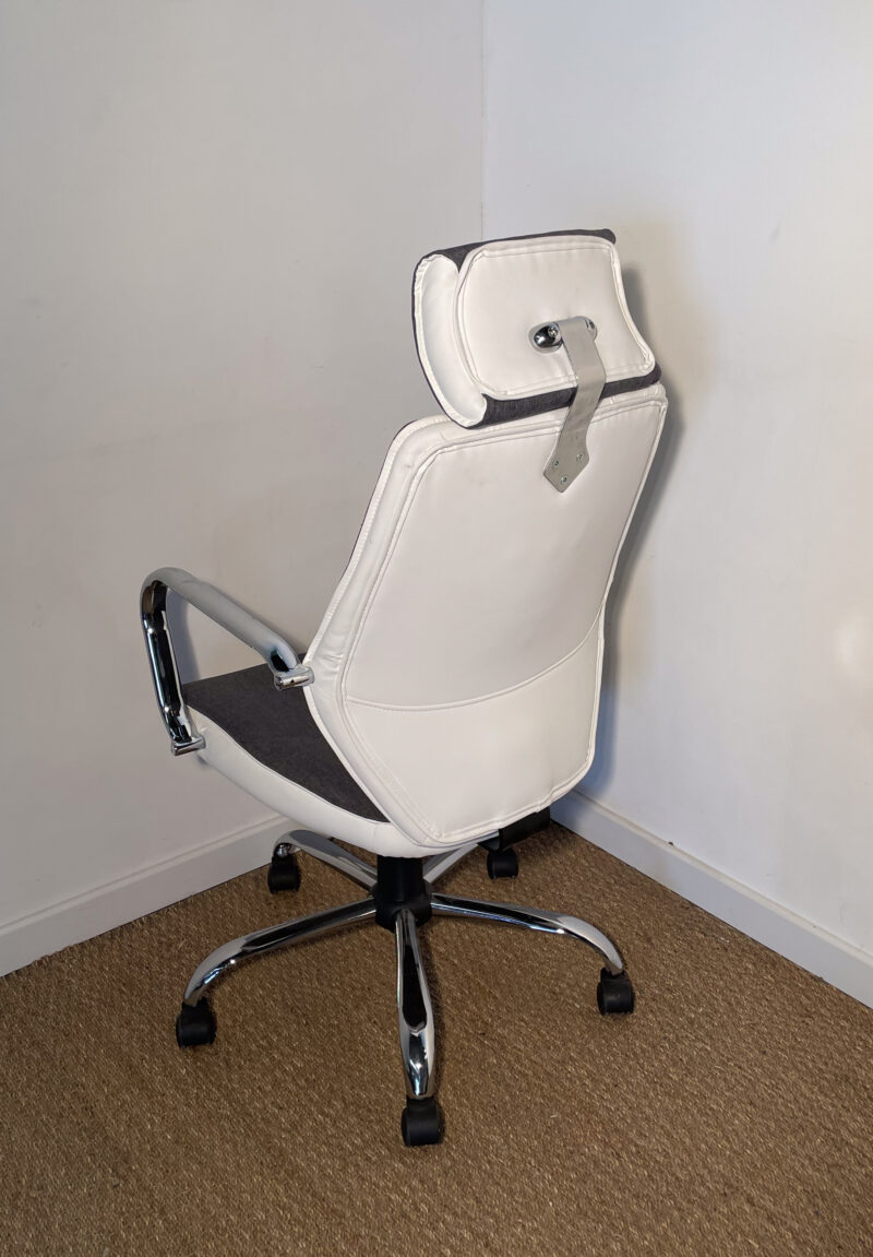 Fauteuil de bureau blanc et gris – Image 6