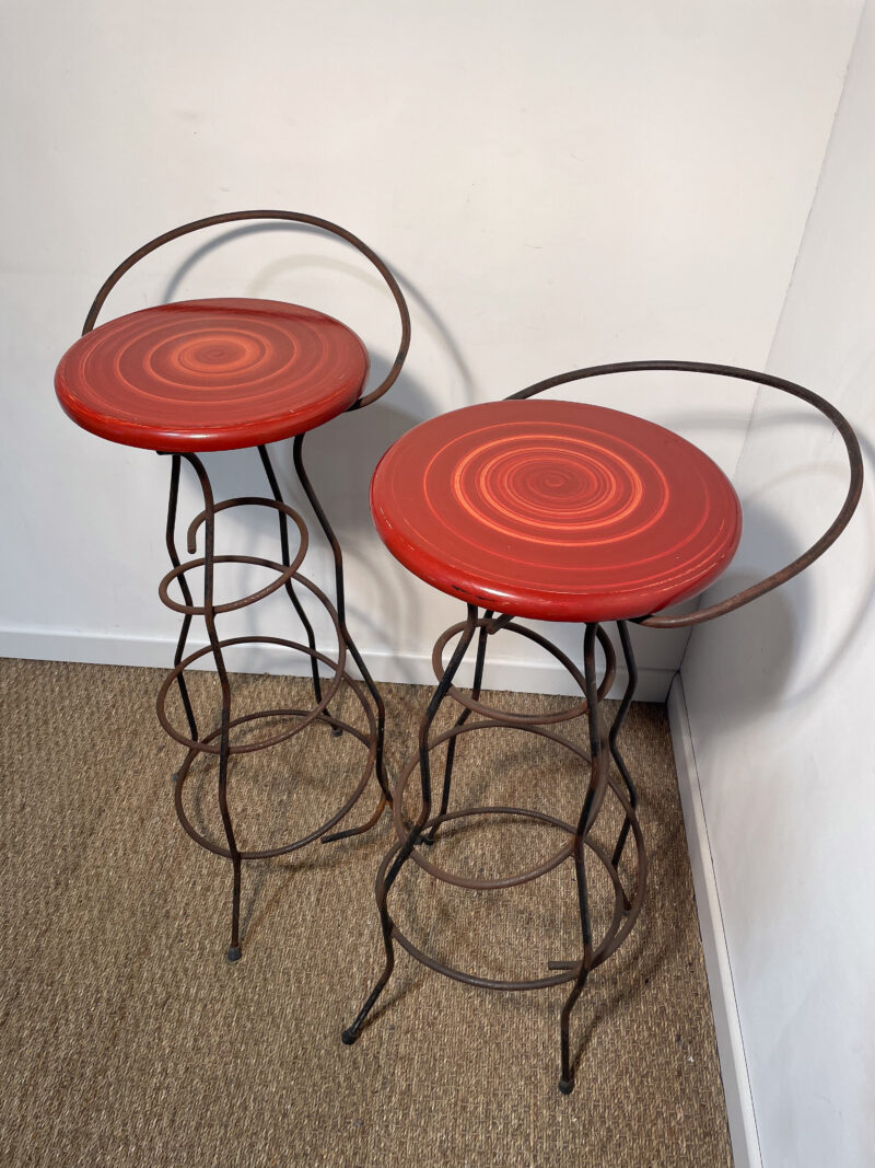 Lot de 2 tabourets en fer forgé – Image 2