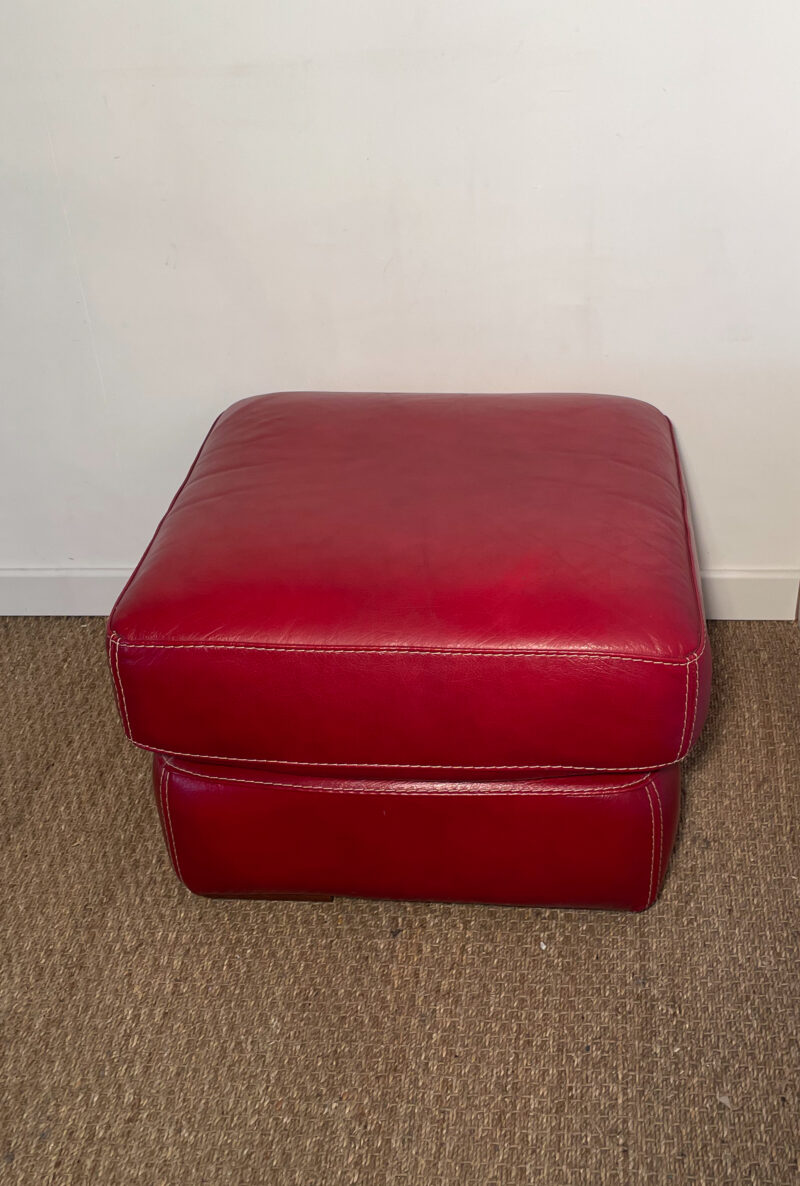 Pouf cuir rouge – Image 2