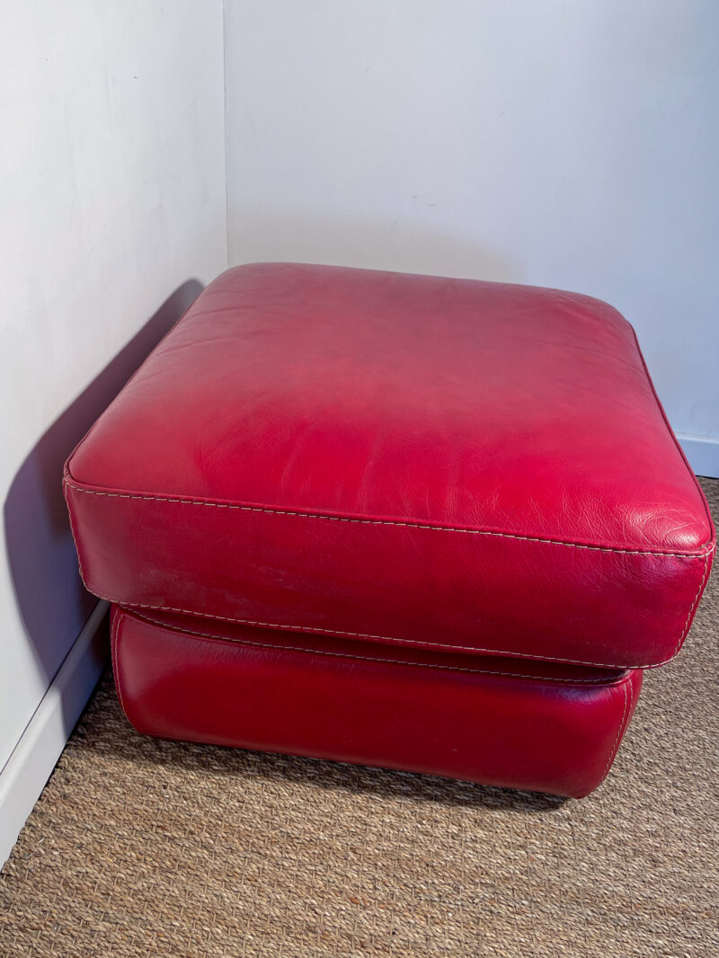 Pouf cuir rouge – Image 3