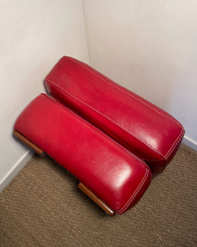 Pouf cuir rouge – Image 4