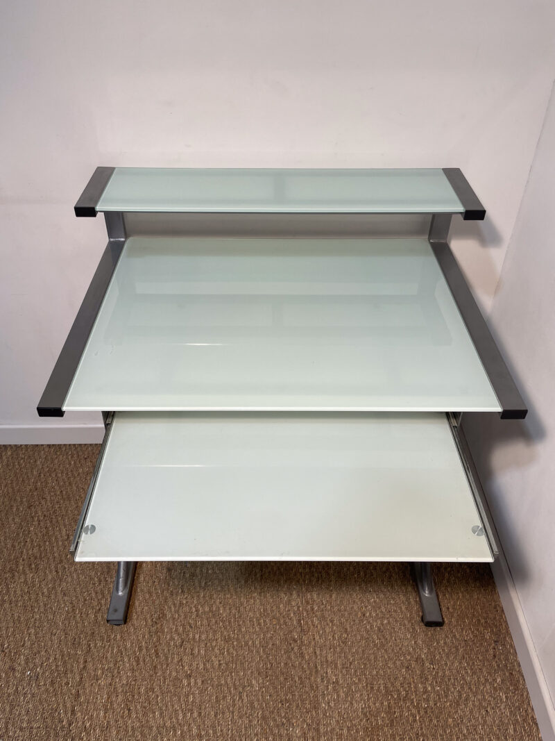 Petit bureau turquoise en verre – Image 6