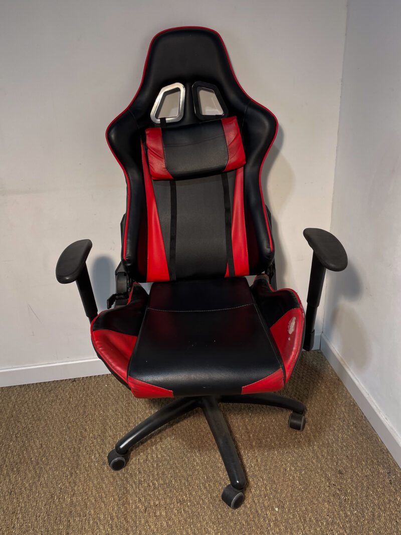 Fauteuil de bureau / Chaise de jeu noire et rouge – Image 2