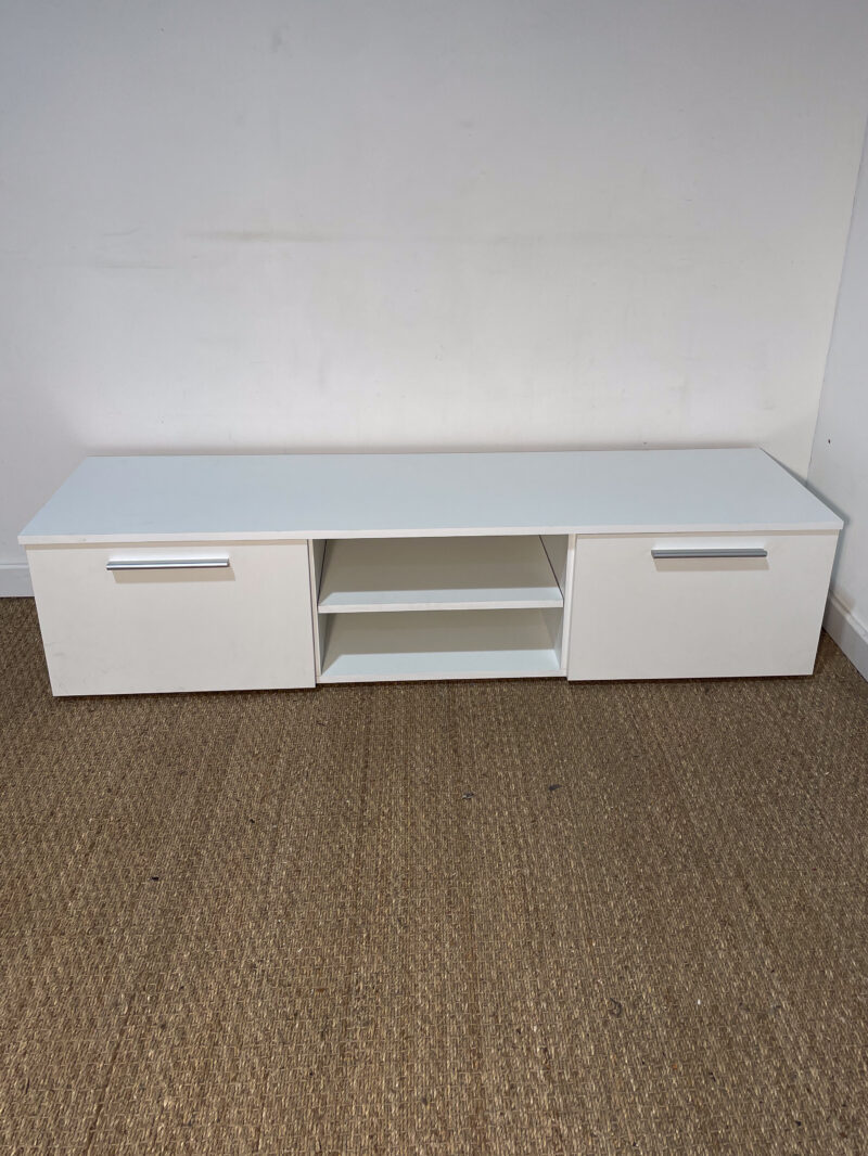 Meuble TV long en bois blanc – Image 2