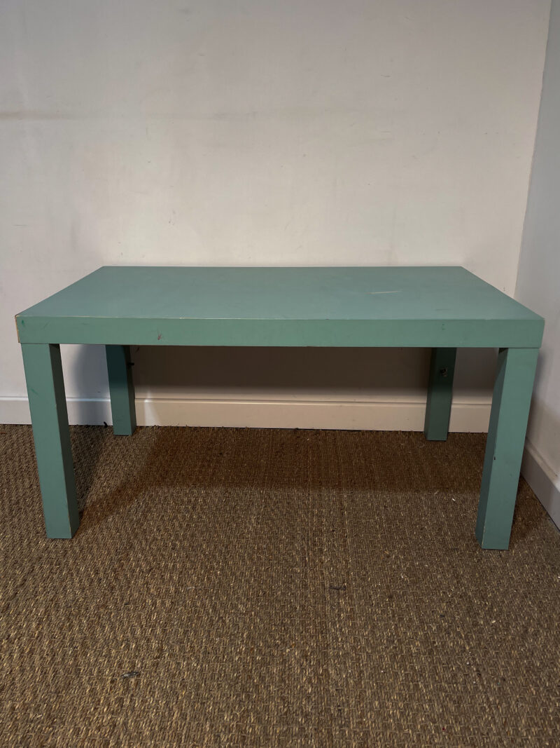 Table basse effet bois peinte bleue turquoise – Image 2