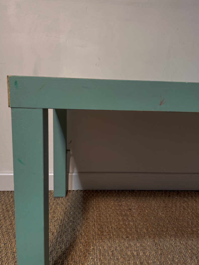 Table basse effet bois peinte bleue turquoise – Image 5