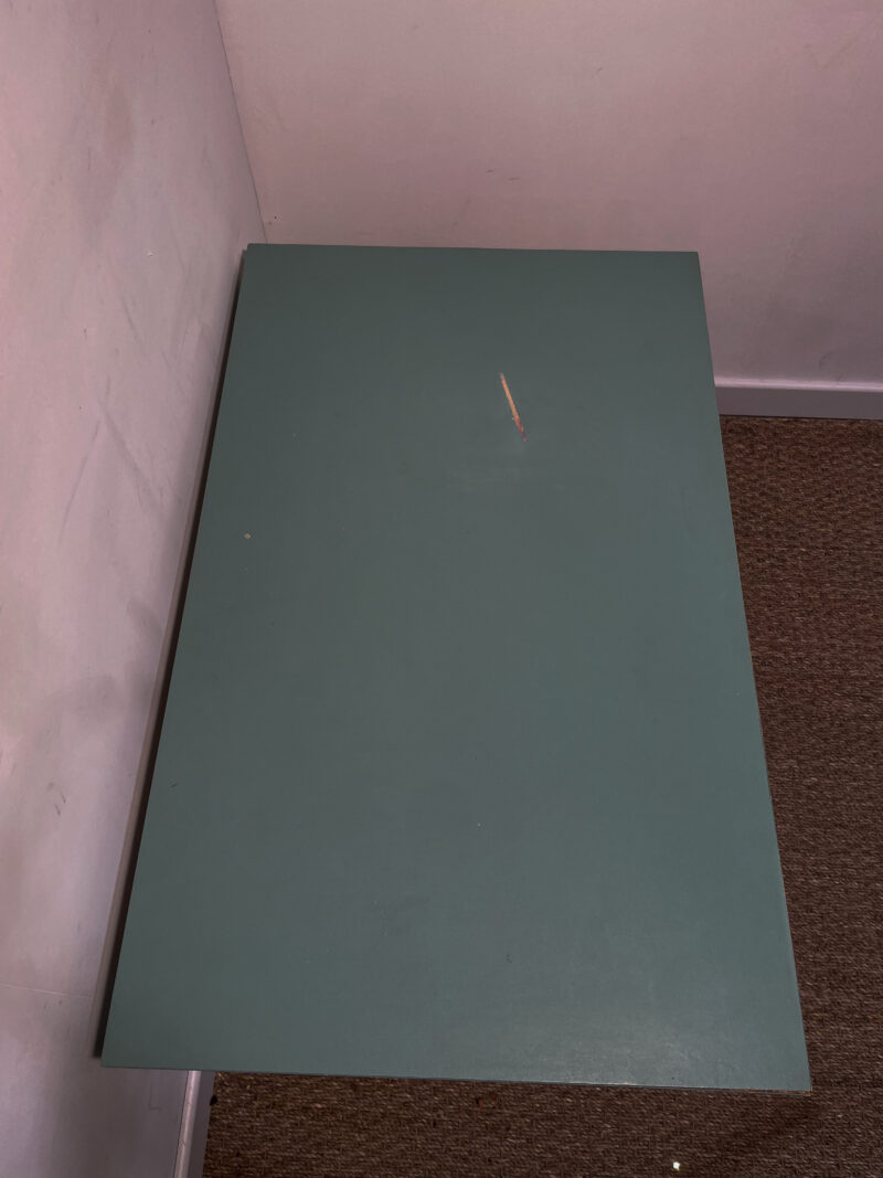 Table basse effet bois peinte bleue turquoise – Image 3