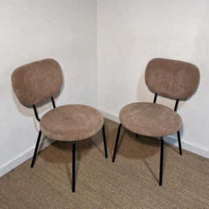Lot de 2 chaises en velours côtelé taupe