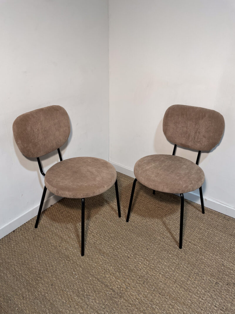 Lot de 2 chaises en velours côtelé taupe