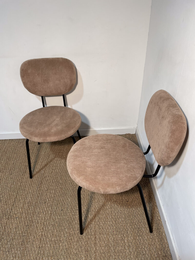 Lot de 2 chaises en velours côtelé taupe – Image 2