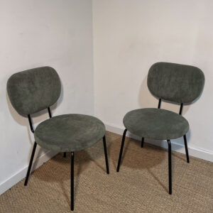 Lot de 2 chaises en velours côtelé vert