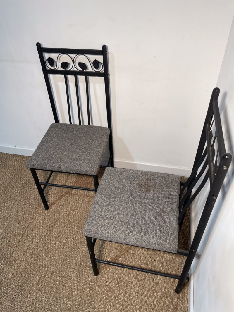 Lot de 4 chaises en fer forgé et assise en tissu – Image 5