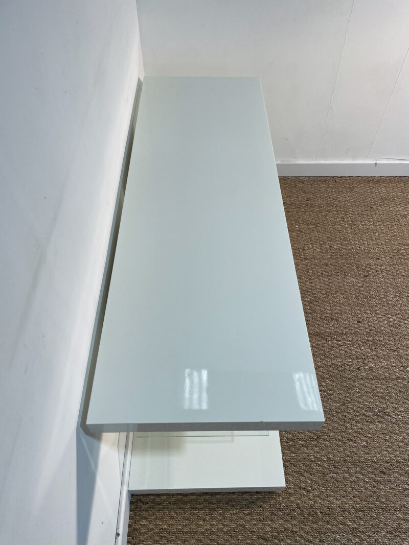 Meuble TV blanc laqué et verre – Image 5