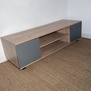 Meuble TV effet bois et gris