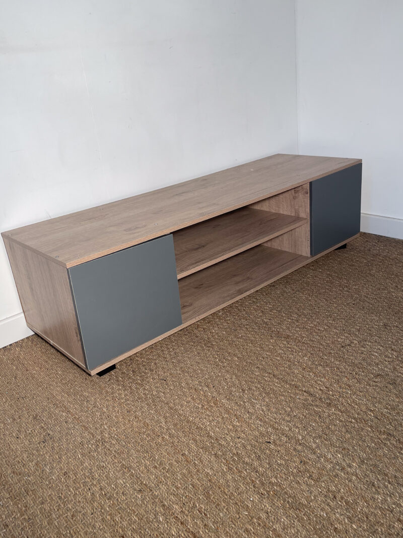 Meuble TV effet bois et gris