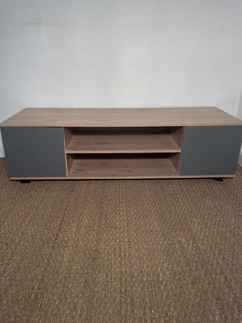Meuble TV effet bois et gris – Image 2