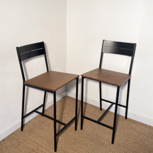 Lot de 2 chaises hautes de bar bois et métal