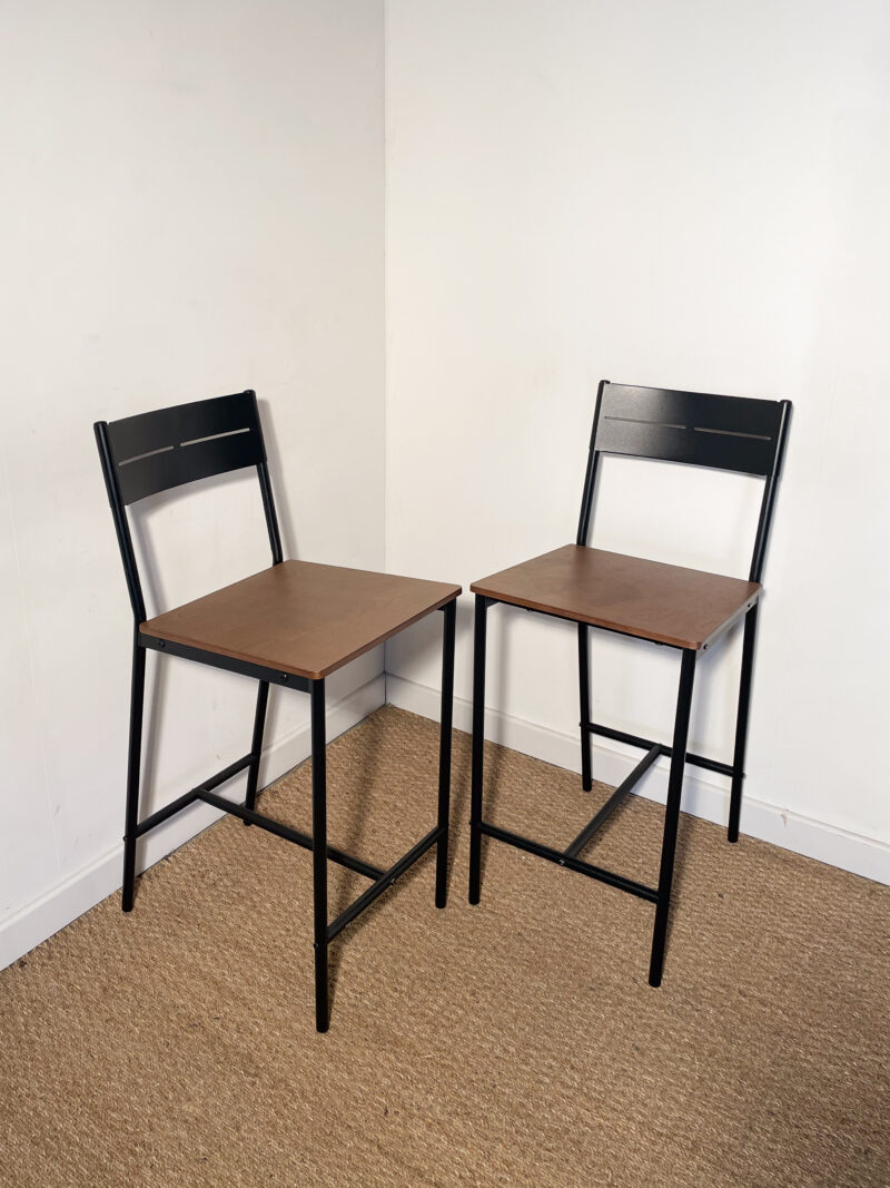 Lot de 2 chaises hautes de bar bois et métal